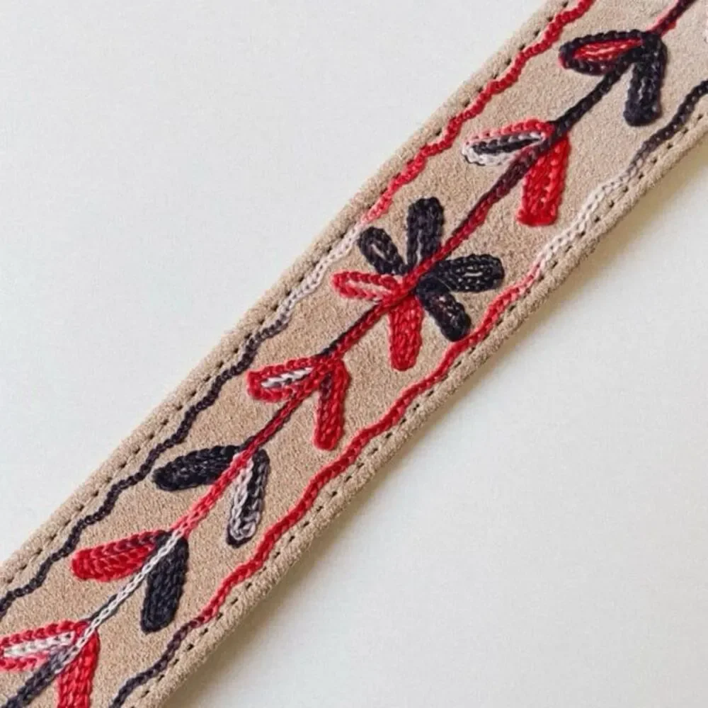 Anthropologie Maison Hotel 100% Suede Leather Embroidered Thar Belt Size Small